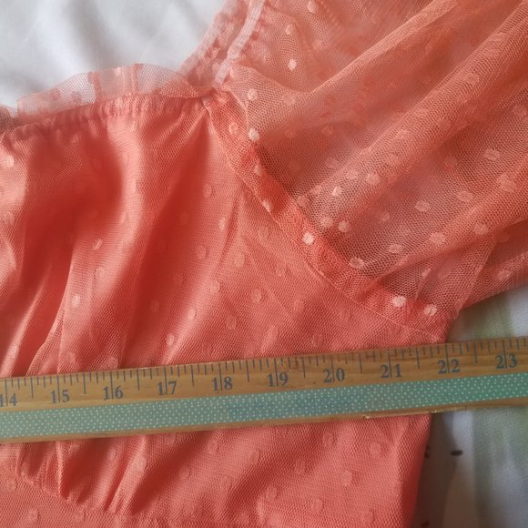 Puff Sleeve Polka Dot Tulle Maxi Dress Size 3X - Picture 3 of 16